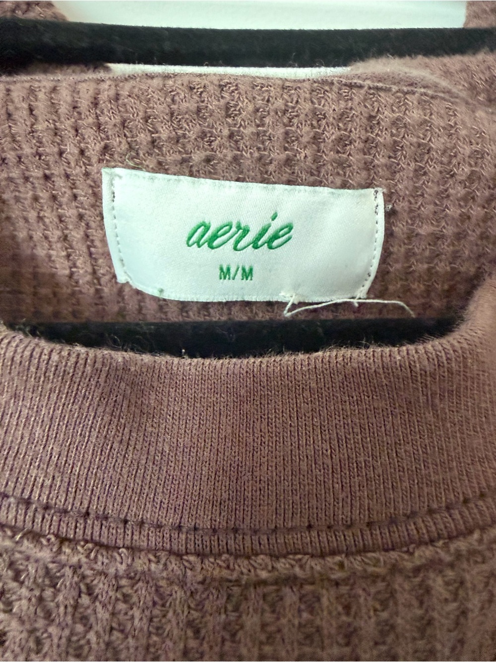 Aerie Cozy Waffle-Knit Hoodie in Chocolate Browm - Picture 4 of 10